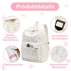 LEDAOU Backpack for Teenagers Girls School Backpack Large Book Bags Primary School High School Cord Lightweight Laptop Bags for Girls Women Casual Travel Daypacks, Pink Butterflies Wave Dots, L