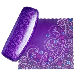SPUNKYsoul Eye Glasses Case Adult Woman Dazzling Sparkle Smooth Glitter Hard Shell Eyeglass Large Purple