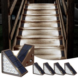 JOFIOS Solar Step Lights for Outside,6pack Solar Stair Lights Outdoor Waterproof IP67,Outdoor Deck Step Lights,Solar Outdoor Lights for Staircase,Patio,Front Step(Cool Brown)