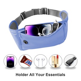 JUCURRI Slim Running Belt for Women Men,Runners Fanny Pack Phone Holder,Run Pouch Waist Belt for Workout Jogging,Money Belt,Running Gear Accessories,with 3 Pockets.(Blue)