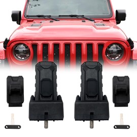 West-xingzhe Hood Latch Lock Catch for 2025 2024 2023 2022 2021 2020 2019 2018 Jeep Wrangler JL 4XE Gladiator JT 2Door 4Door Exterior Accessories, Eliminate Hood Flutter, Black Blade Model, 2Pcs