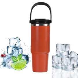 Facdiary 30oz Tumbler With Straw Lid Vacuum Sealed Insulated Cup Reusable Stainless Steel Water Bottle Trave for Water, Iced Tea or Coffee (Orange)