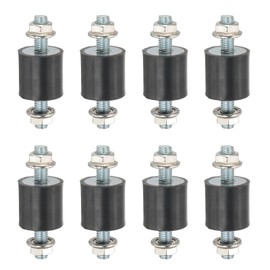 PATIKIL M8 25x20mm Rubber Isolator Mounts, 8 Pcs Rubber Studs Shock Absorber Anti-Vibration Isolation Damping Mounts with Lock Nuts for Motor, Air Compressor, Engines (60mm Height)