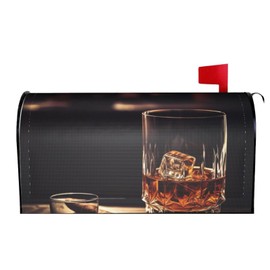 Magnetic Mailbox Cover Whisky and Cigar Post Letter Box Cover Decorative Mailbox Wrap Mail Box Post Cover for Home Outside Welcome Garden Decor Letter Post Cover 21''x18''