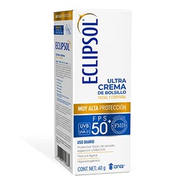 Eclipsol Ultra Crema Protector Solar Facial y Corporal FPS50+, Hipoalergénico, Textura Ligera y Resistente al Agua, Uso Diario para Toda la Familia, 6