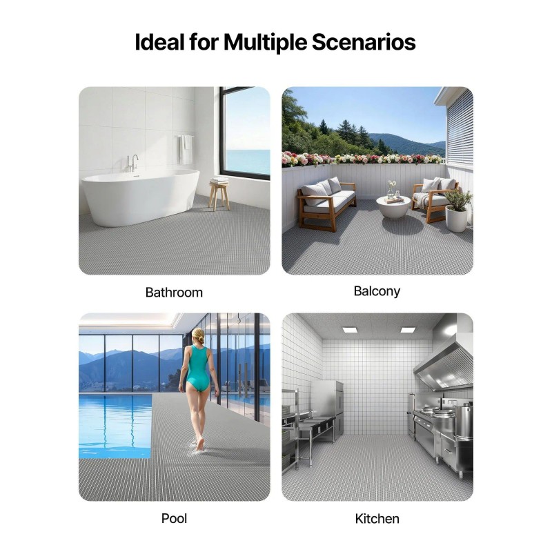Commercial Grade 3 X 16.4 ft PVC Non-Slip Drainage Mat