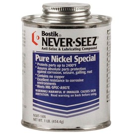 Never-Seez NSBT-16N Silver Pure Nickel Special Anti-Seize Compound, -297 Degree F Lower Temperature Rating to 2400 Degree F Upper Temperature Rating, 1 lb. Brush Top Can