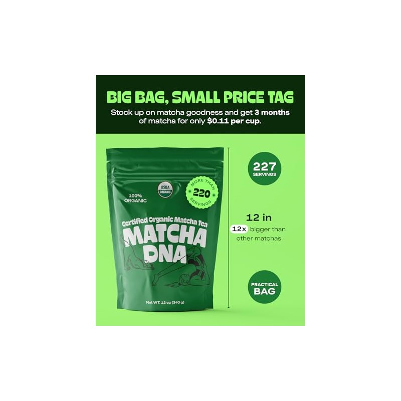 Té verde Matcha DNA orgánico certificado (12 onzas)