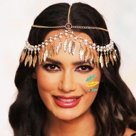 Sixexey Boho Seashell Head Chain Gold Headpiece Egyptian Head Jewelry Accessories for Women