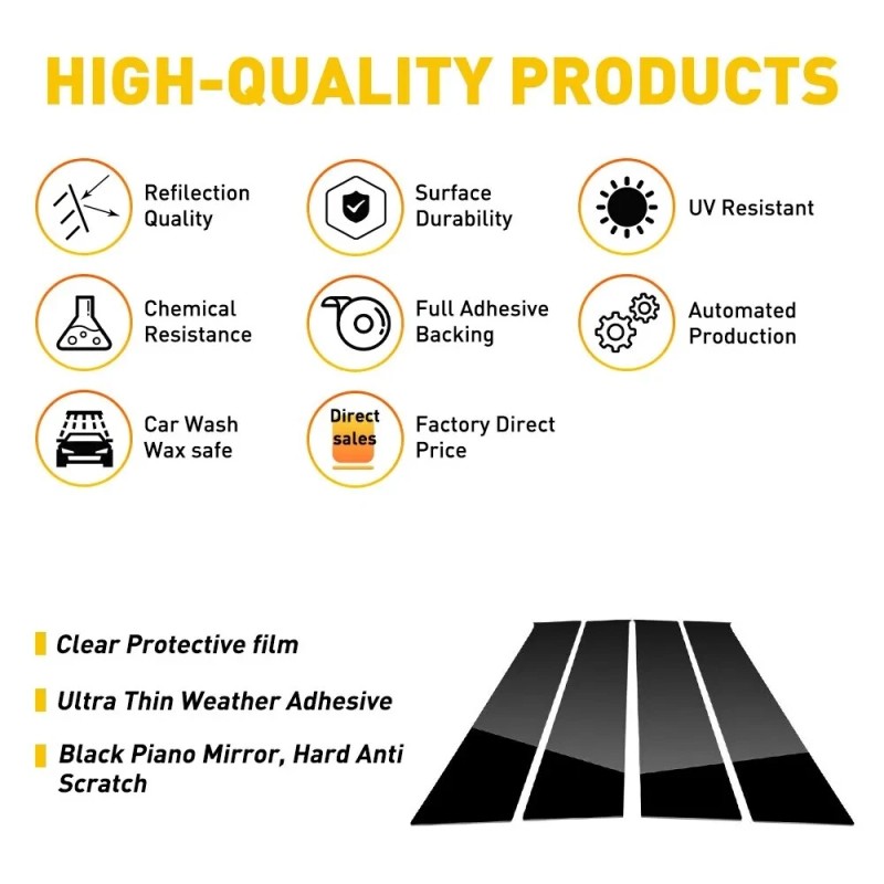 liangren 4pcs Pillar Posts Door Trim Cover For Dodge Ram