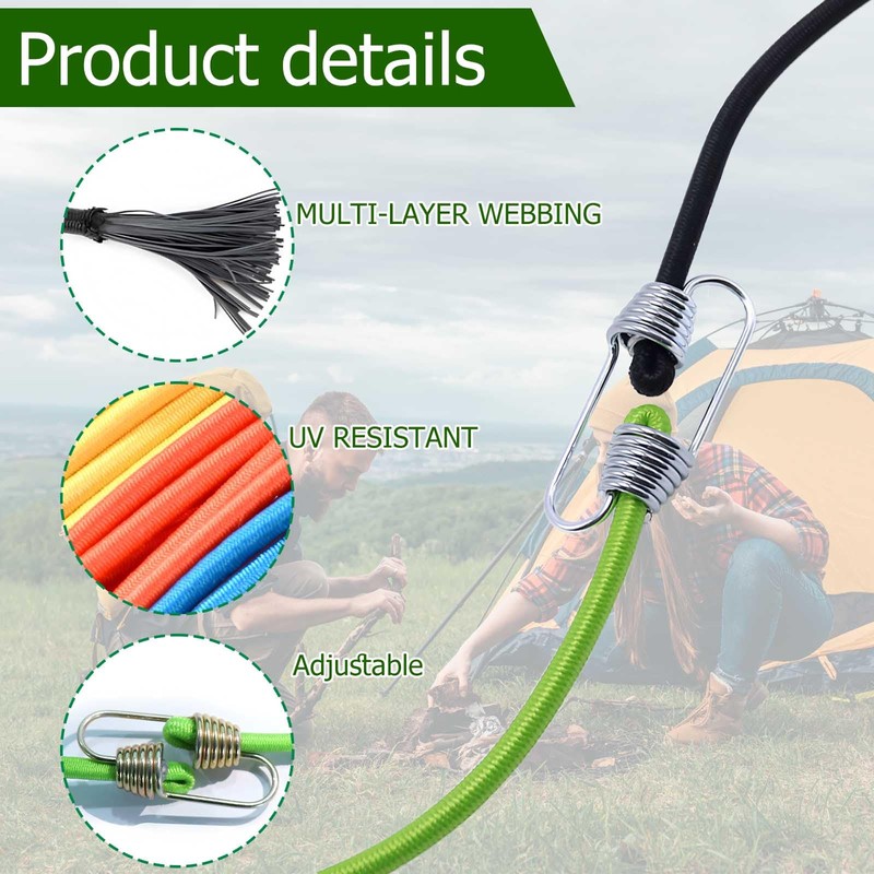 DITK-U 25 Pack Small Bungee Cords with Hooks 10 Inch