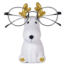 VelluraCove - Soporte para anteojos de ciervo, bonito soporte para anteojos de animales, soporte para anteojos de sol para mesita de noche, decoración de computadora en casa, oficina, regalo (blanco)