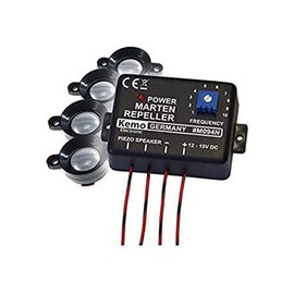 Kemo M094N Marten Stopper Repels Marten and Other Rodents with Powerful Pulsating Ultrasonic Sounds. With 4 Speakers. For Driving Out of Engine Compartment Pantry Basement Attic