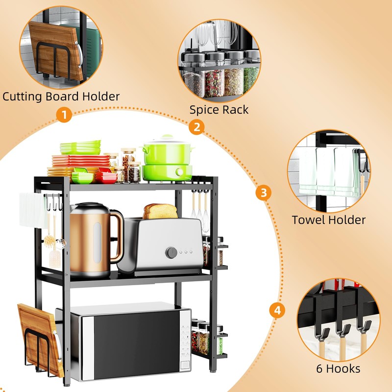 DOLALIKE Microwave Oven Rack, Expandable Microwave Stand Countertop Kitchen Utensils