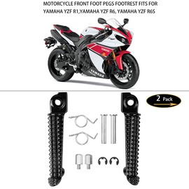 VPZMT Front Foot Pegs Fits for yamaha YZF R1 1998-2023, R1S R1M 2015-2023, R6 1999-2020, R6S 2003-2009 (Front-Black)