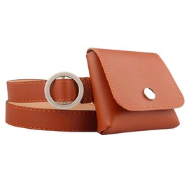 BUZZxSELECTION LBT076 Women's Leather Waist Pouch, Bag, Belt, Buckle, 2-Way Accessories