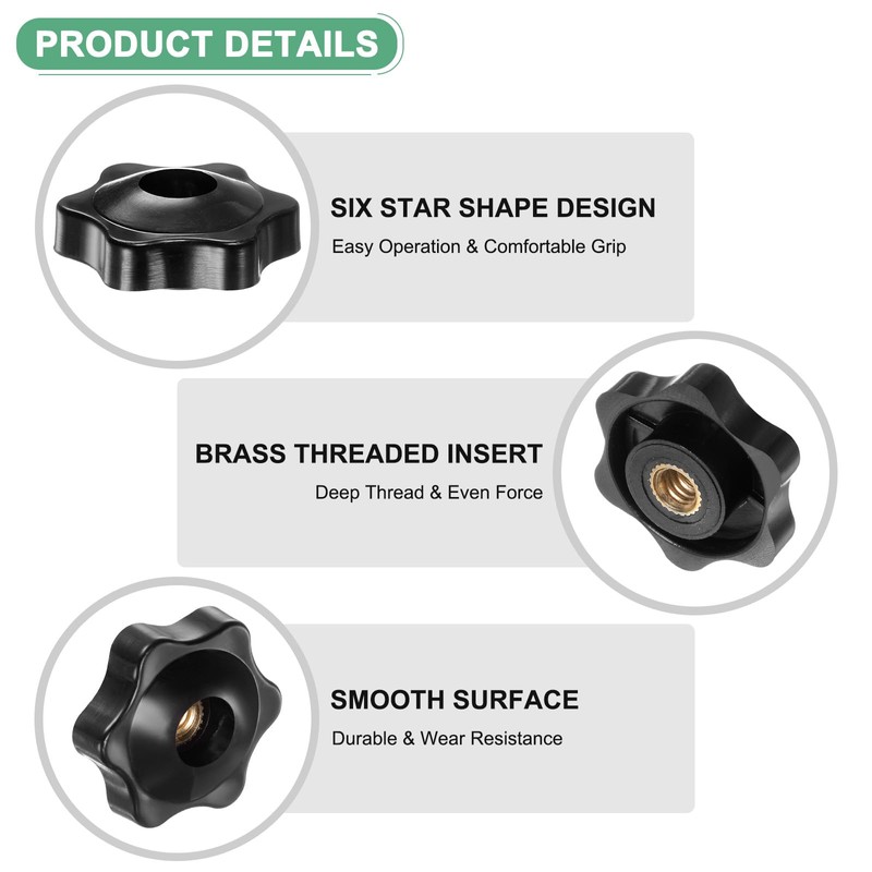 M METERXITY 6 Pack 6 Star Knobs 1/4"-20 Female Thread