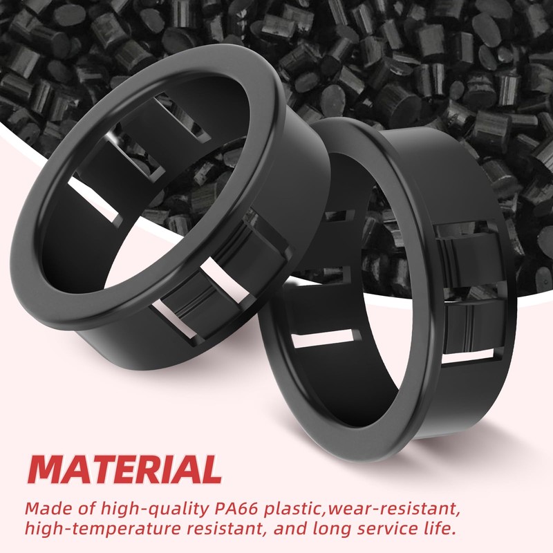 QCDENG 60PCS 3/4" Round Cable Snap Bushing Grommet, Black Snap