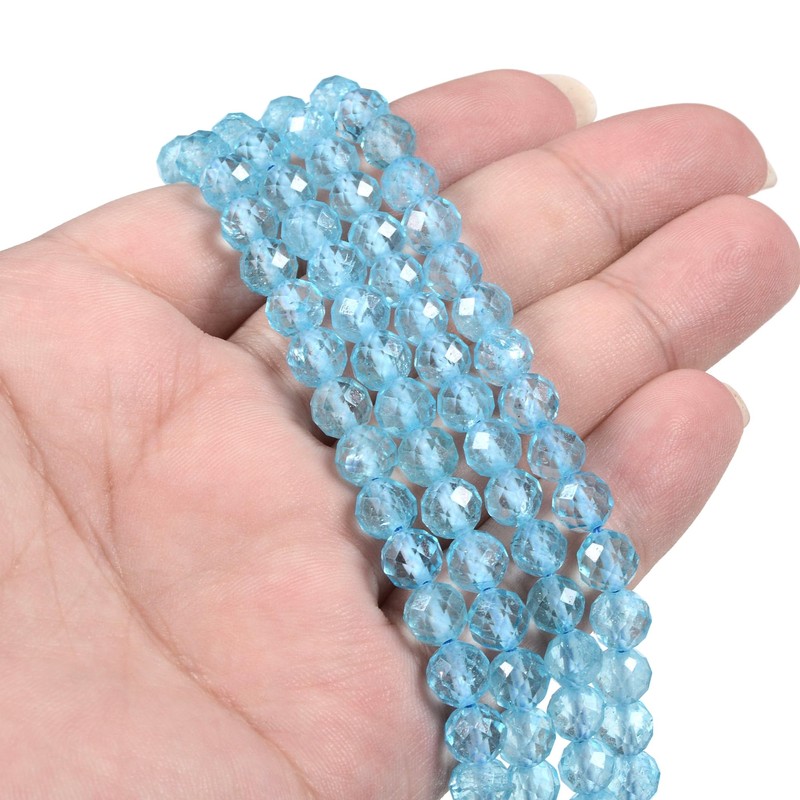 6mm Blue Topaz Faceted Gemstone Round Loose Beads Strand 15.5-16"