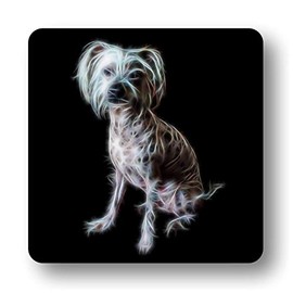 Fractal Artworks Chinese Crested Coaster with Fractal Art Design #1-1. Perfect Dog Owner Gift.
