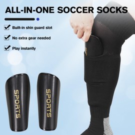 Youth Soccer Shin Guard Socks, Built-in Protective Pads, Breathable Moisture-Wicking Athletic Gear