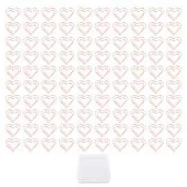 100pcs Heart Shape Paper Clips Cute Metal Paper Clips Portable Adorable Small Paper Clips for Document Organization Rose Gold Heart Shape
