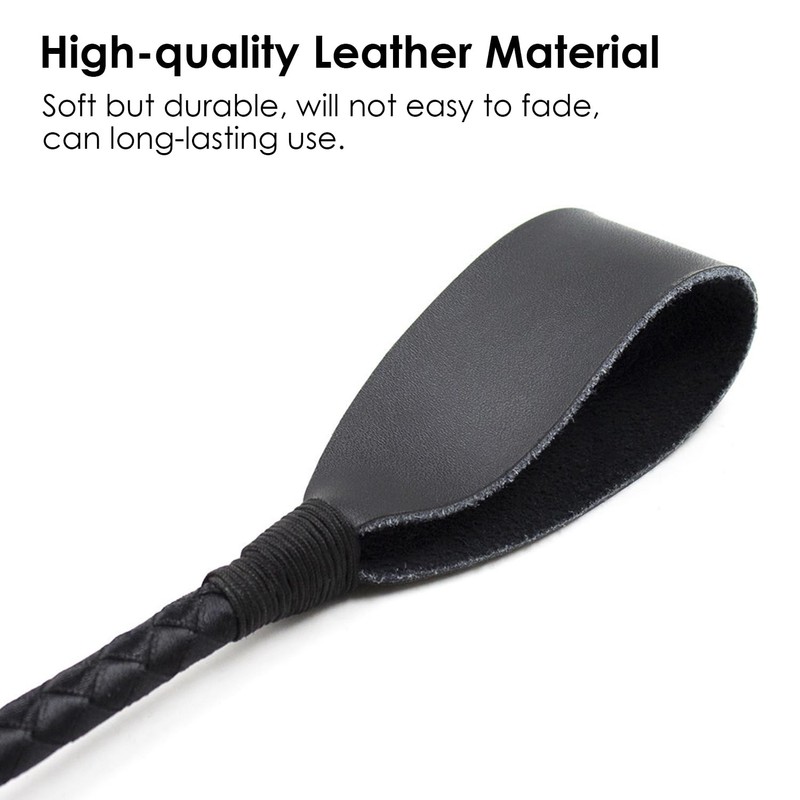 NyxSeat 1 Black Leather Riding Whip with Non-Slip Grip, Riding