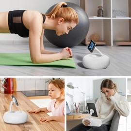 Supedesk Magnetic Phone Pillow Stand, Adjustable Phone Holder for Bed,Lap,Desk, Cozy Phone Pillow Holder with Bowl, Compatible with 3.5-11" Phones/E-Readers/Kindles (White)