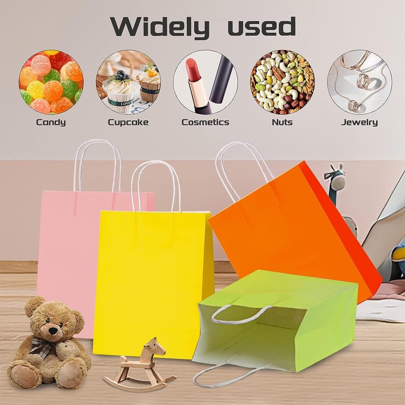 Solid Color Party Gift Bags for Kids (Midnight Black-Handle)