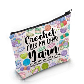 PYOUL Crocheting Lover Gift Crochet Fills My Days Makeup Bag Knitting Lover Cosmetic Bag Yarn Lover Gift (Fills My Days Bag)