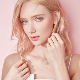 Clam Shell Necklace with Pearl 925 Sterling Silver Clam Shell Pendant Pearl Jewellery Gifts for Women Girls