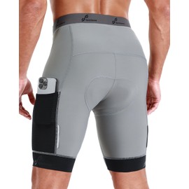 Sportneer Men's Cycling Shorts with Seat Padding 4D Padded Cycling Shorts Oversized Mesh Pocket Men's Cycling Shorts Abdominal Decompression Design, M-3XL