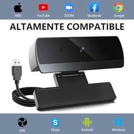 Cámara Web PC, Full HD 1080P, con micrófono Dual con cancelación de Ruido, transmisión USB Plug & Play para videoconferencias y Aprendizaje Remoto.
