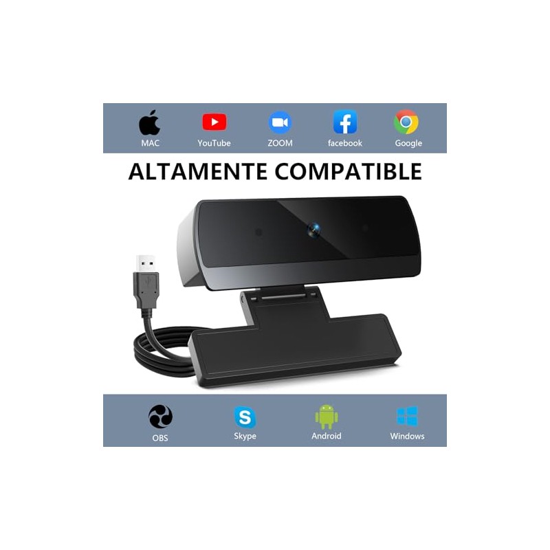 Cámara Web PC, Full HD 1080P, con micrófono Dual con