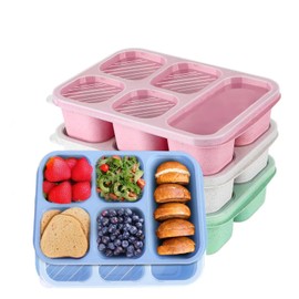 Bento Box Adult Lunch Box 4 Pack, 5-Compartment Meal Prep Container, Reusable Food Storage Snack Box Container, Stackable, Work, and Travel