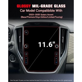 For 2023~2025 Subaru Ascent (Base/Premium/Onyx Edition/Limited/Touring) 11.6 Inch Glossy Screen Protector - [More Clear& Smooth] - Mil-Grade 9H+ Tempered Glass - Touchscreen *1