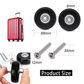Basetousual Set of 4 Replacement Wheels for Suitcases (68 x 24 mm), Luggage Suitcase Wheels Replacement, Replacement Wheels Suitcase for Samsonite Replacement Wheels Trolley with Ball Bearings