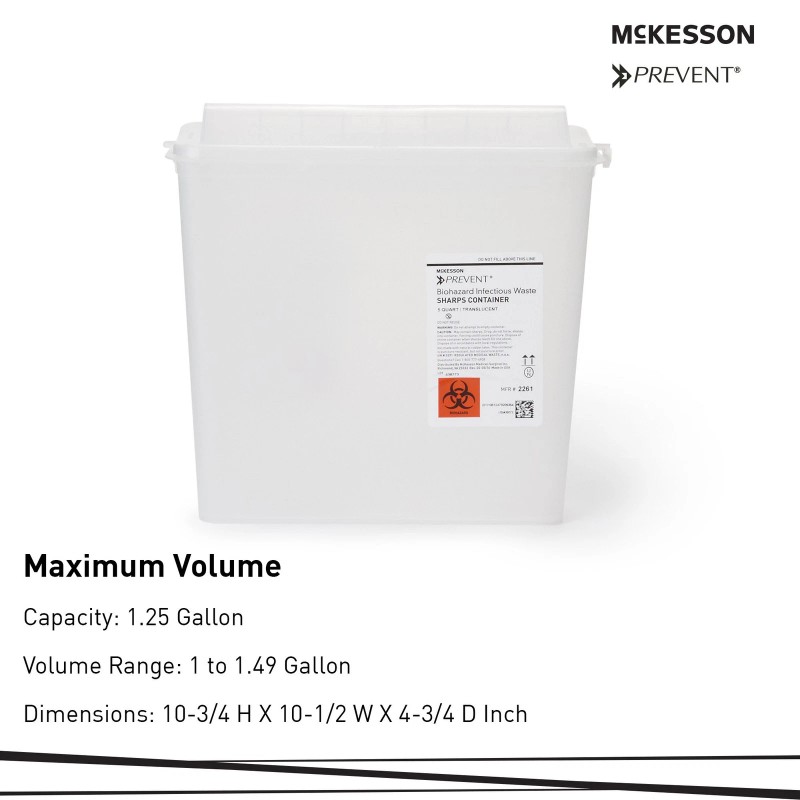 McKesson Prevent Sharps Container 1.25 gal. Horizontal Entry