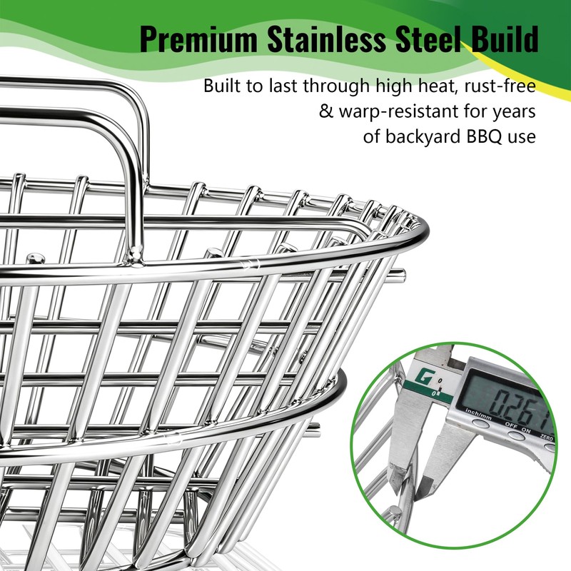 Charcoal Basket with Divider for Large Big Green Egg and