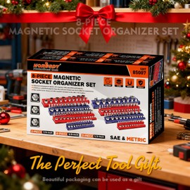 HORUSDY 8-Piece Magnetic Socket Organizer Set, Magnet Socket Holder, 1/4", 3/8", 1/2" Socket Holds 199 Pieces Magnetic Trays. (8-Piece Organizer Set)