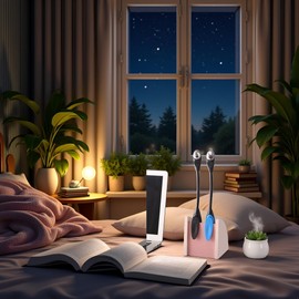 YuanHolumid Blue LED Book Light, Clip on Reading Lights for Reading in Bed, Car & Travel, Lightweight, for Readers, Novelty Lighting