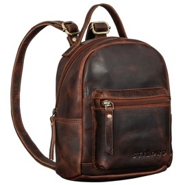 STILORD 'Tiny' Mini Backpack Women's Leather Backpack Women's Small City Backpack Vintage Daypack Leather Backpack Small Women's Backpack Genuine Leather, Porto - Cognac, Rucksack
