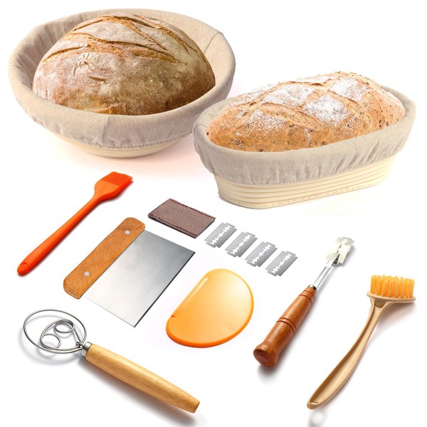 Sourdough Starter Kit, 9 Inch Round and 10 Inch Oval