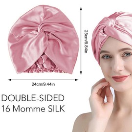 1 Stück Schlafhaube Seide, Doppelschicht Satin Bonnet Sleep Cap, Nacht Seidenhaube zum Schlafen, für das Haar, schützt das Haar, Verstellbare Schlafmütze Seide Weiche Silk Bonnet