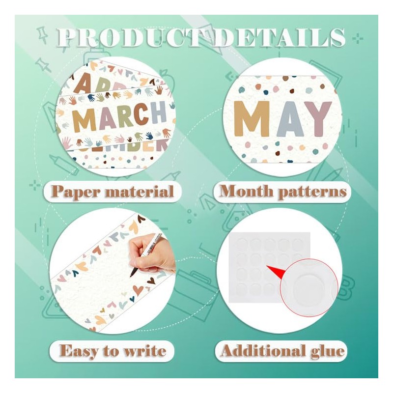XMBHHRM 60 Pcs Months of The Year for Classroom, Back
