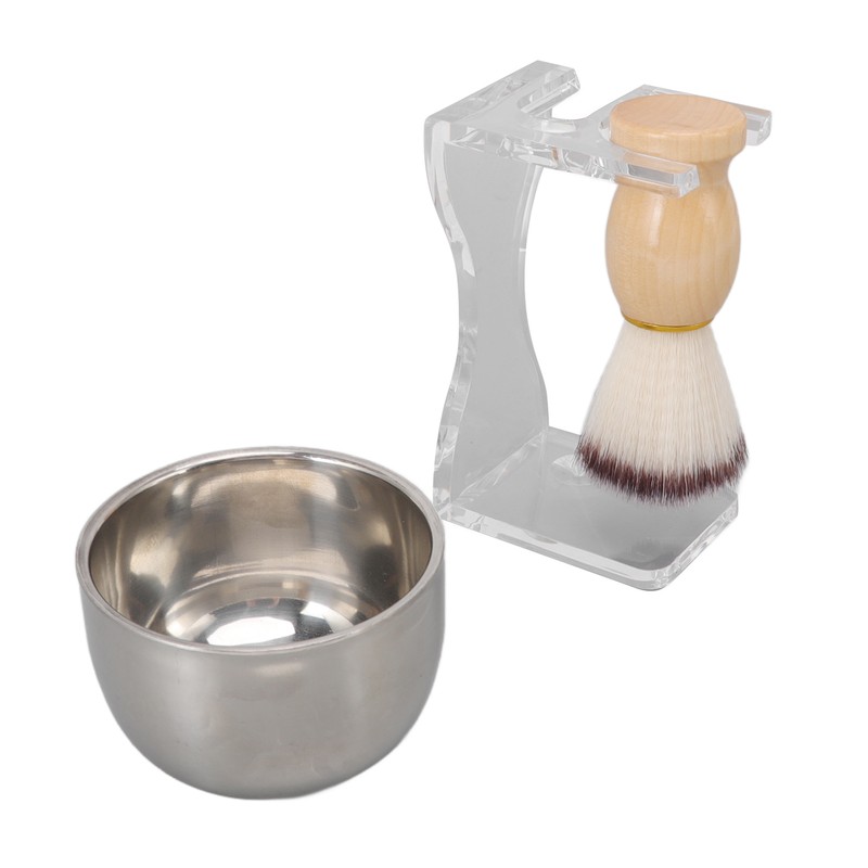 3 PCS Men Shaving Brush Set Acrylic Brush Holder Bubble