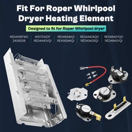 Heating Element fit for Roper Whirlpool Dryer RED4516FW0-279838 W10724237 2406028 Heating Element fit for Roper Dryer Heating Element RED4640YQ0 RED4440VQ1 REX4634KQ1 RED4440SQ0 RED4340SQ1 prime&swift