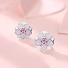 QLYOVWE Pink Flower Stud Earrings for Women 925 Sterling Silver