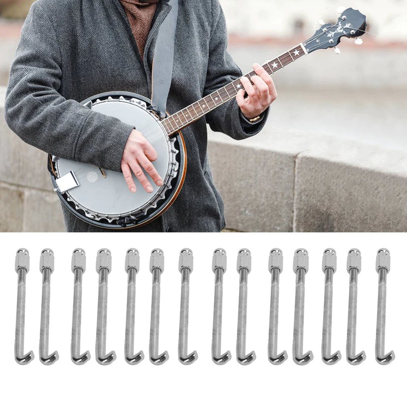 24PCS Banjo Bracket Hook Silver Metal Wear Resistant Banjo Hooks
