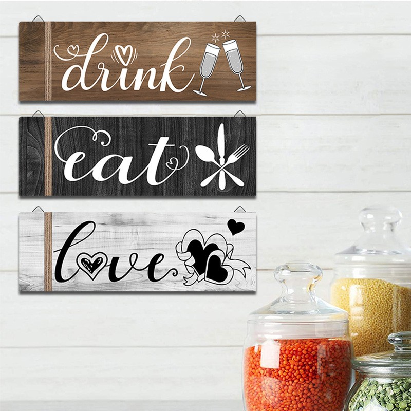 3Pcs Wall Decor Wooden Hanging Wall Sign Wooden Wall Art